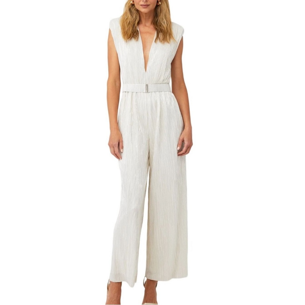 Sabina Musayev‎ Saffron White Metallic Jumpsuit Size S